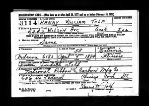 WWII Draft Registration of Harry W. Tolf