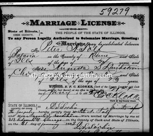 MC 1882 Peter A Tolf and Augusta S Landstrom 