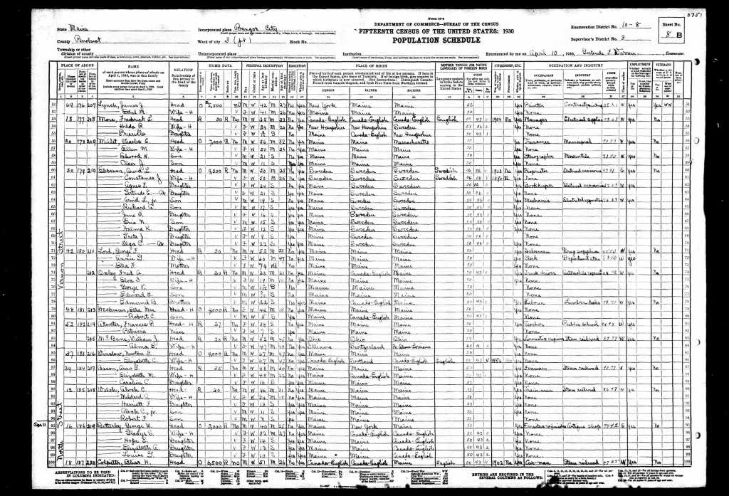 1930 US Census ME McBane, Alma Mueller