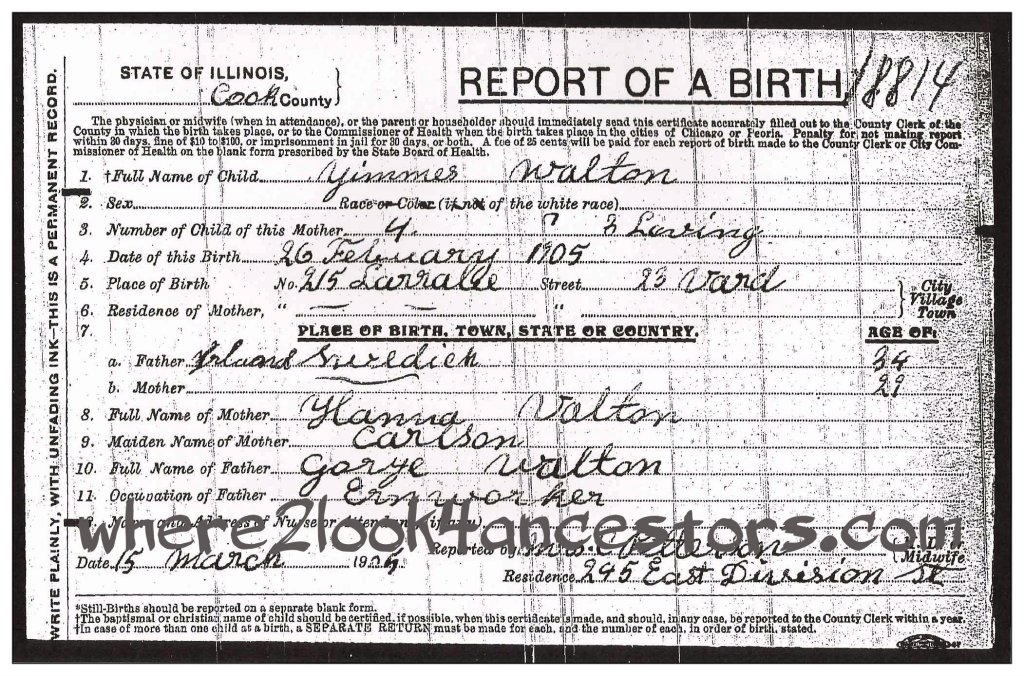 John George Walton's birth certificate