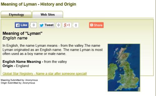 2015 05-31 Lyman from meaning-of-names dot com