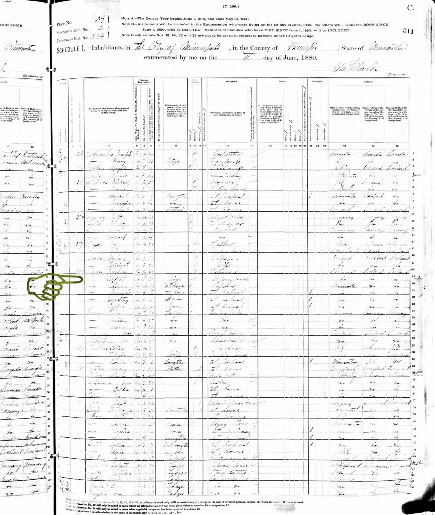 1880 US Census MN Ryan