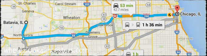 2016 01-09 Map of Batavia to Chicago