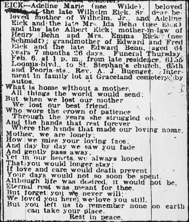 2016 02-07 CDN 1919 02-03 Sunday's Obituary