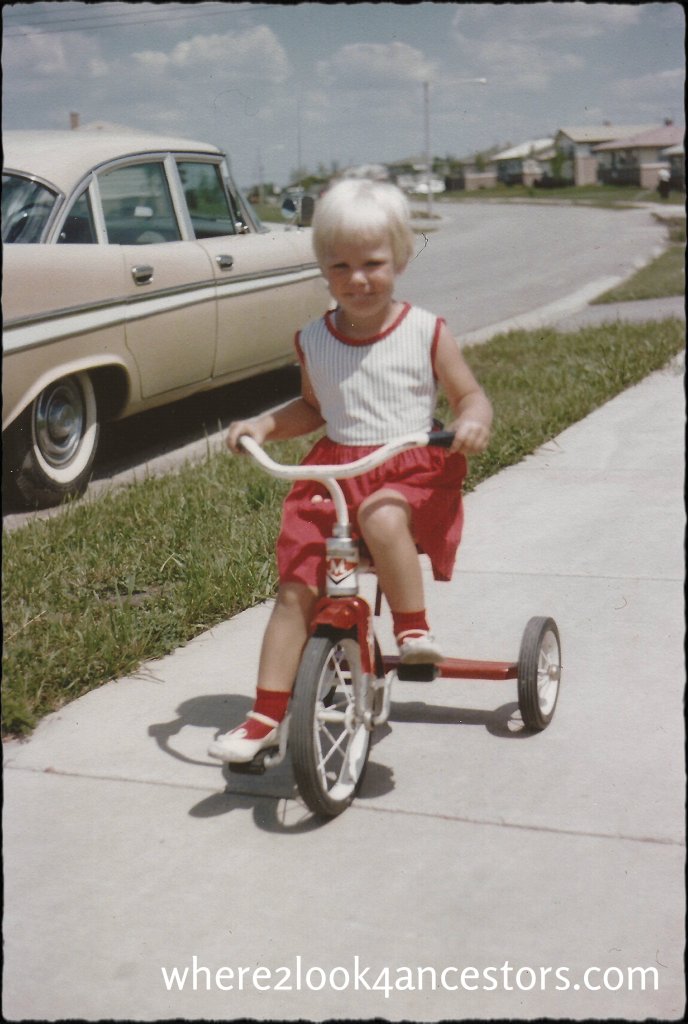 The author on a tricycle at http://where2look4ancesors.com