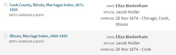 1874 11-28 MC Mueller, Jacob and Biedenharn, Eliza index